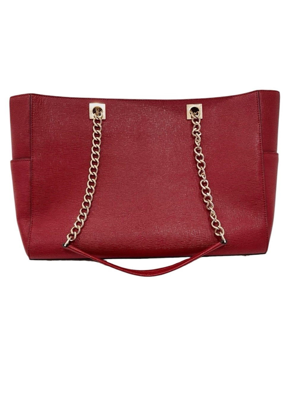 Henri Bendel Waldorf “THE WEAPON” Red Textured Leather Chain Tote Bag NWOT - Picture 8 of 15
